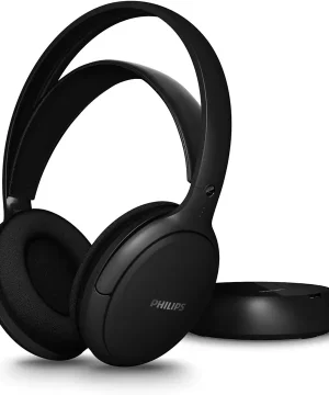 Casque TV sans fil Philips SHC5000 noir avec sa base emetteur
