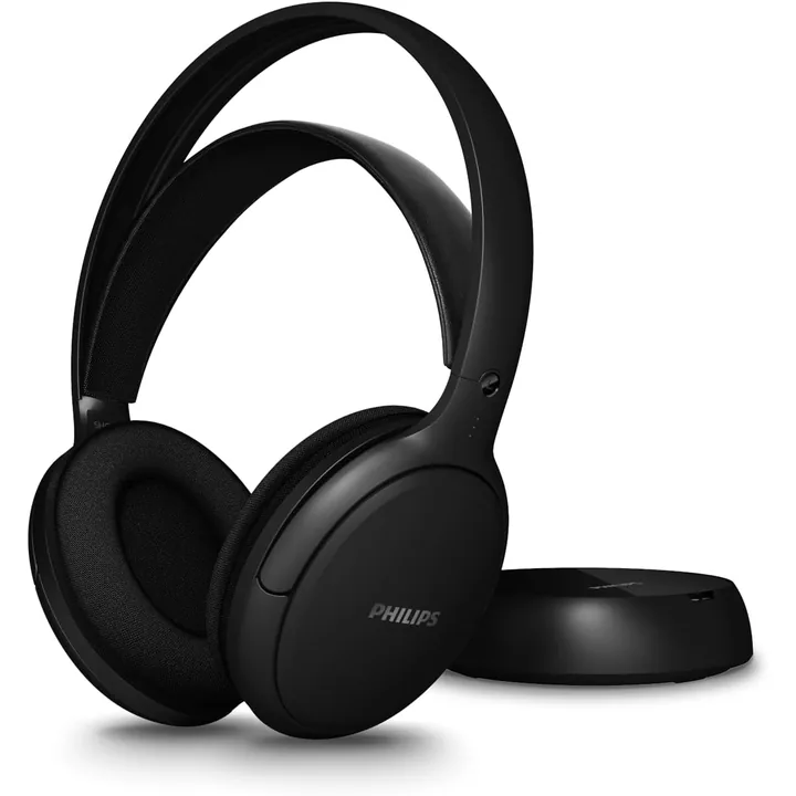 Casque TV sans fil Philips SHC5000 noir avec sa base emetteur